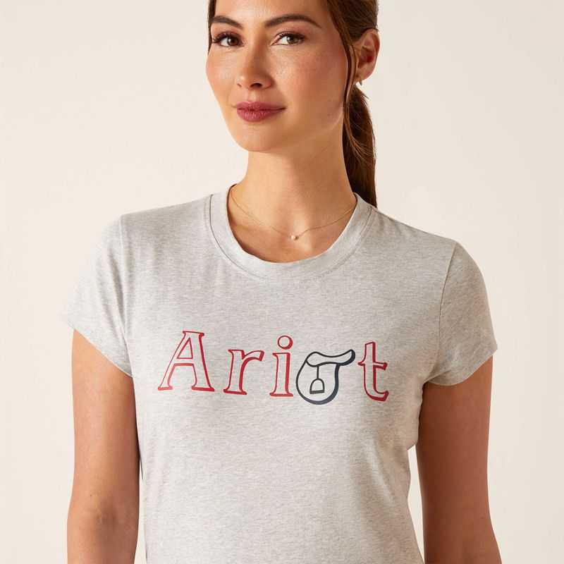 Ariat Saddle T-Shirt Grise Femme | CLE-98746651