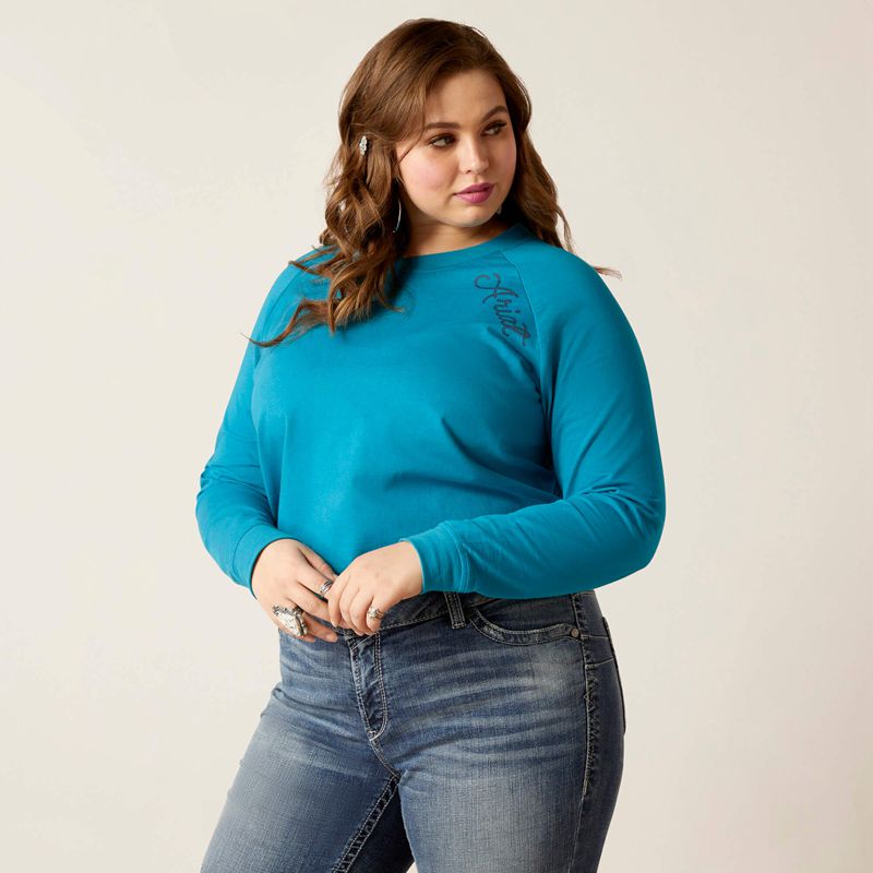 Ariat Ropey Shield Tee Bleu Femme | OYR-76990079