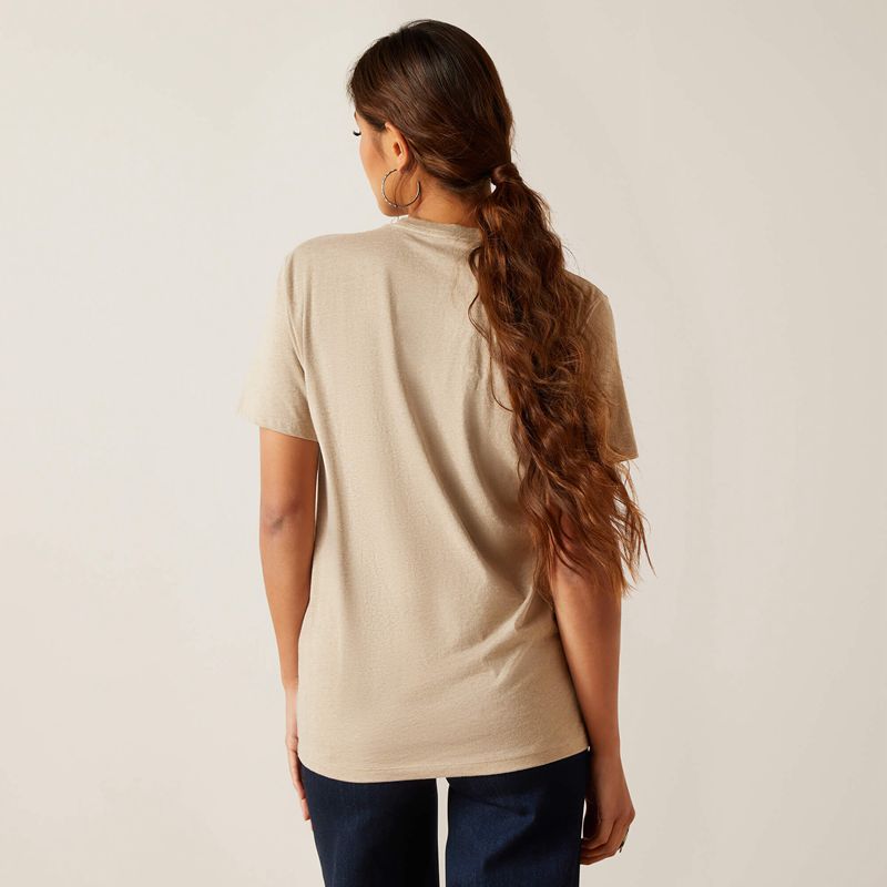 Ariat Sendero King Cow T-Shirt Oatmeal Heather Femme | BYD-77840321