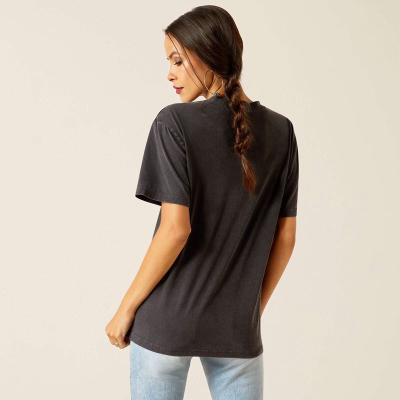 Ariat Rolling Thunder T-Shirt Noir Lavage Femme | BZI-93222831