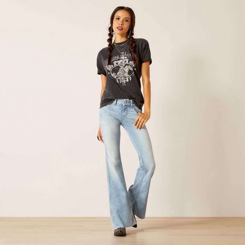 Ariat Rolling Thunder T-Shirt Noir Lavage Femme | BZI-93222831