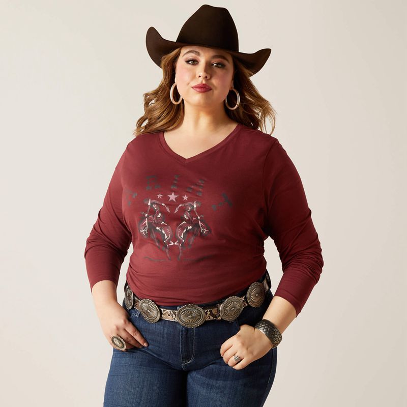 Ariat Rodeo T-Shirt Rouge Femme | GPJ-16908981