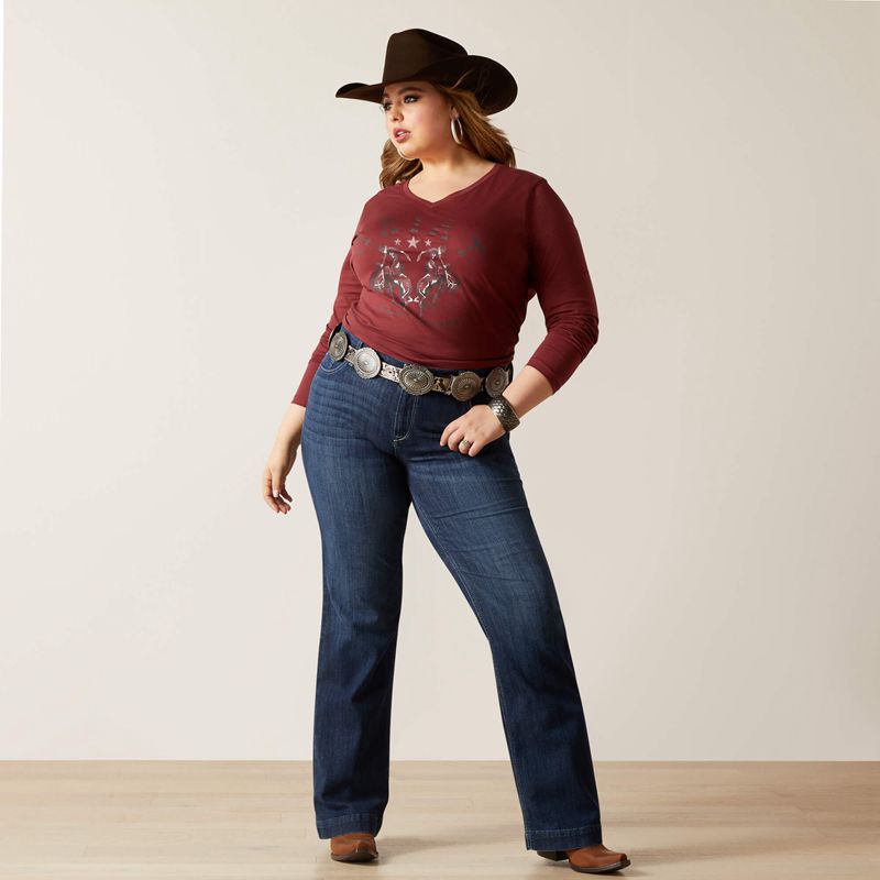 Ariat Rodeo T-Shirt Rouge Femme | GPJ-16908981