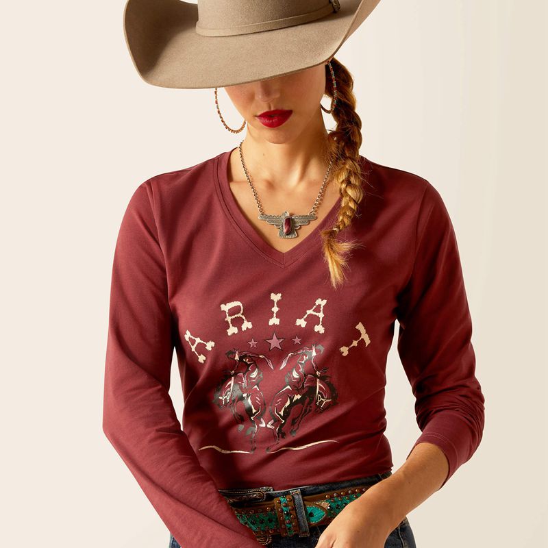 Ariat Rodeo T-Shirt Rouge Femme | GPJ-16908981