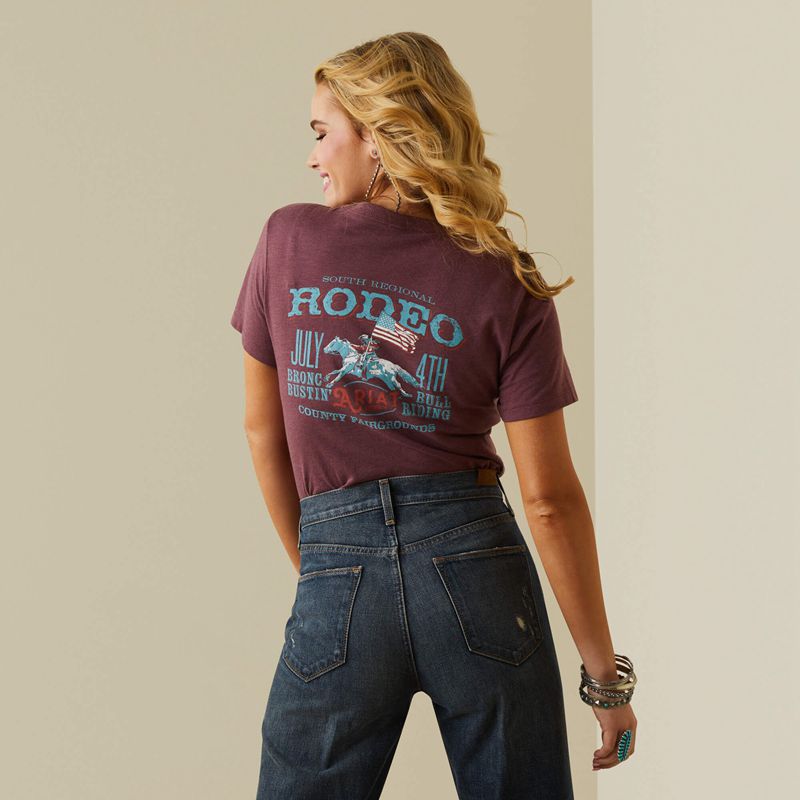 Ariat Rodeo Poster T-Shirt Bordeaux Femme | PYP-73693237