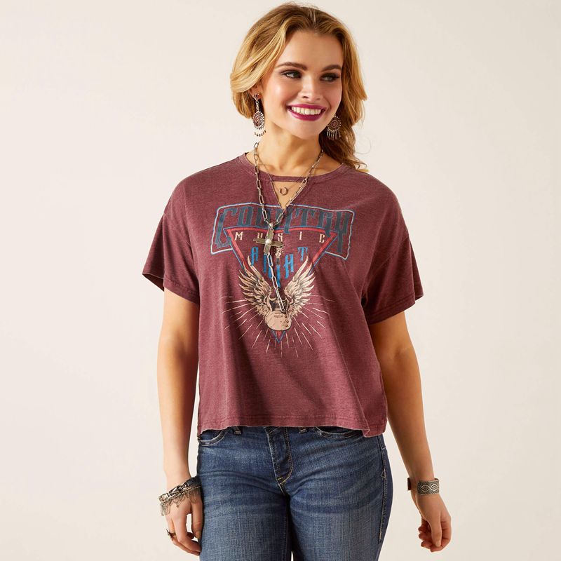 Ariat Rock N Roll T-Shirt Tawny Port Femme | XPJ-12431895