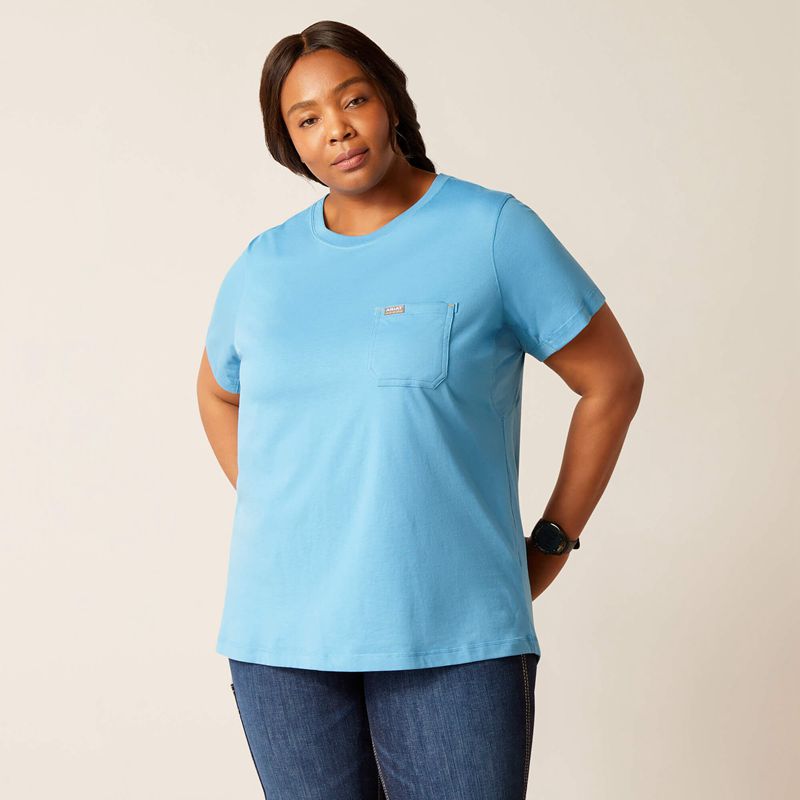 Ariat Rebar Workman Tool Flag T-Shirt Bleu Femme | OIJ-41922977