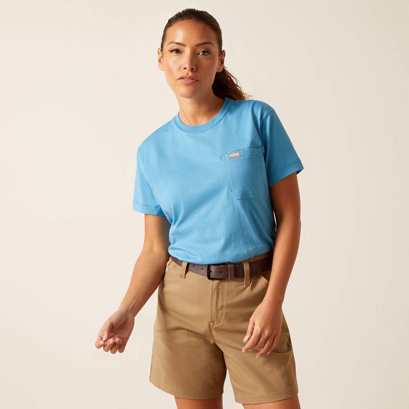 Ariat Rebar Workman Tool Flag T-Shirt Bleu Femme | OIJ-41922977