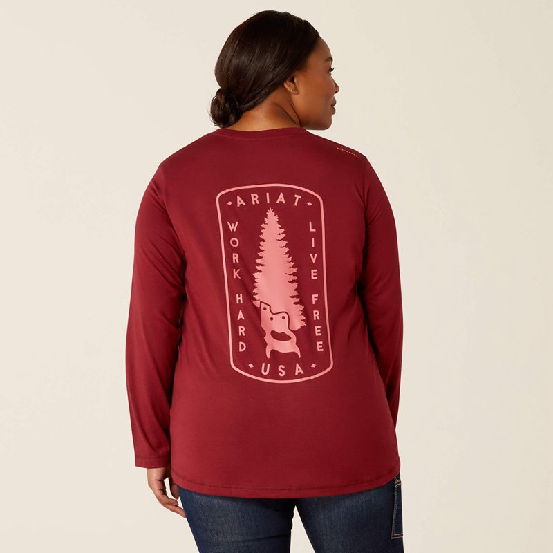 Ariat Rebar Workman Tree Saw T-Shirt Cabernet Femme | LQH-69641935