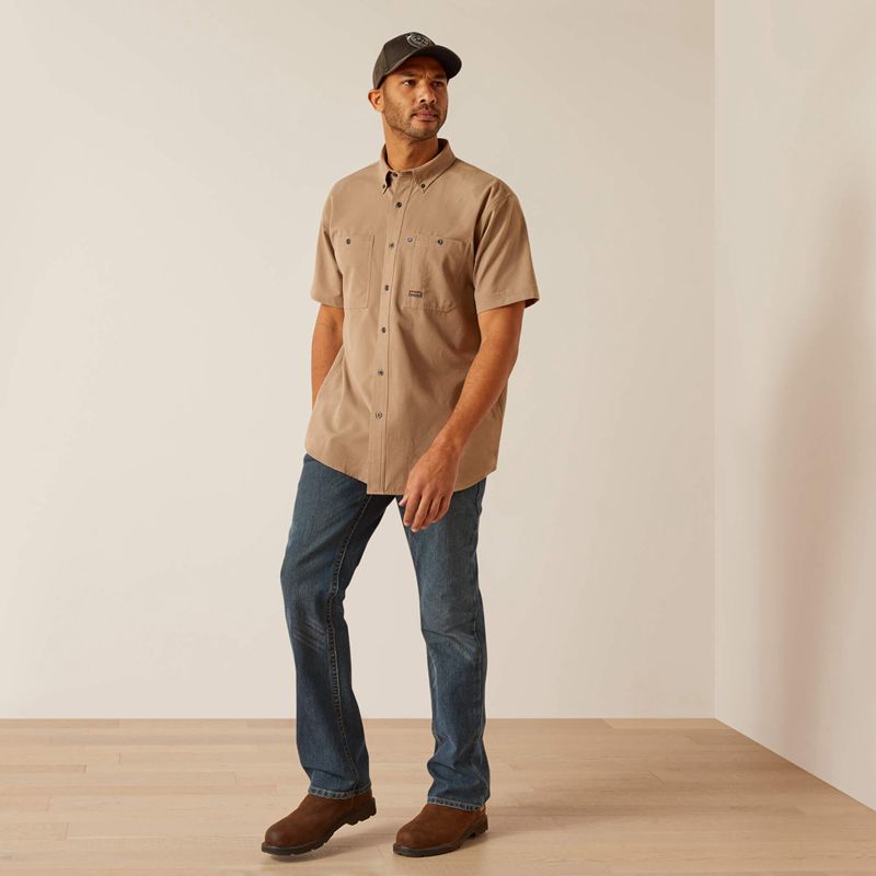 Ariat Rebar Made Tough 360 Airflow Work Shirt Kaki Homme | YUE-20550089