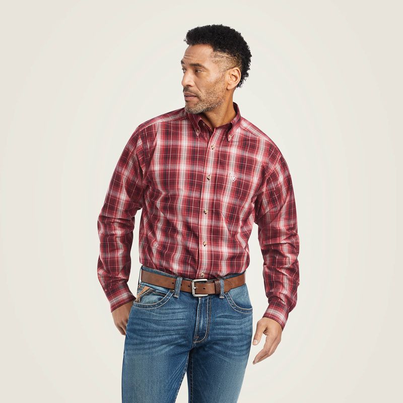 Ariat Pro Series Wagner Fitted Shirt Rouge Homme | DEZ-92890644