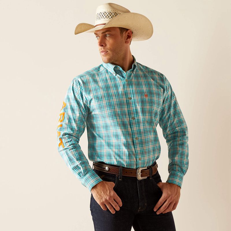 Ariat Pro Series Team Vincent Classic Fit Shirt Turquoise Homme | ELN-13998193