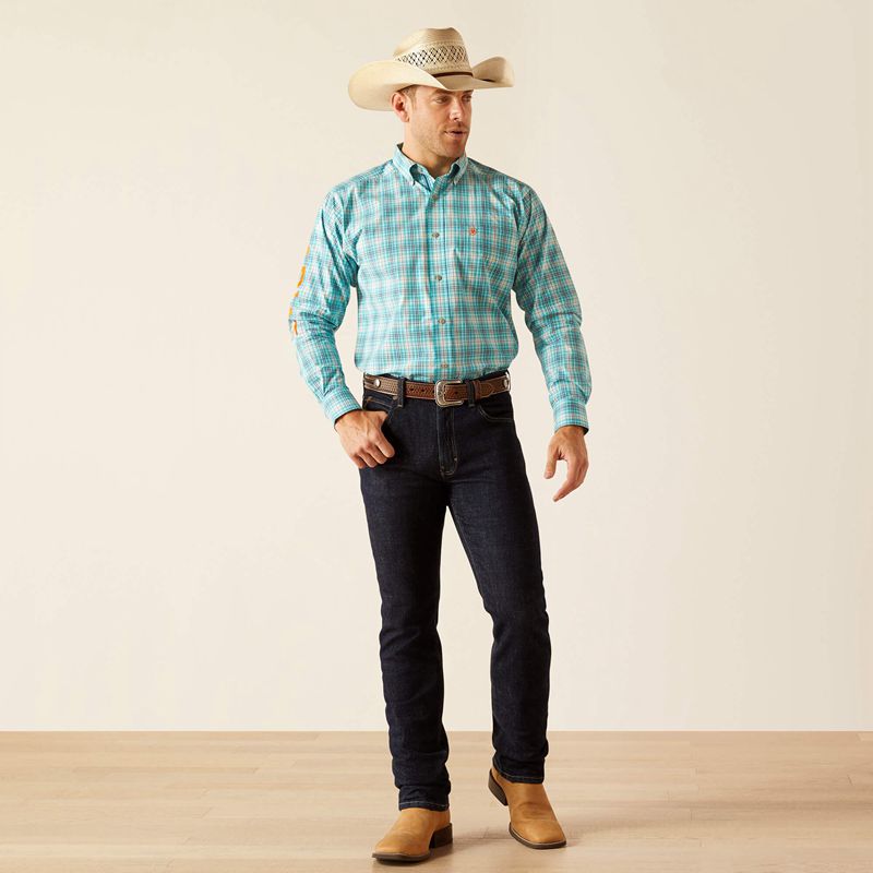 Ariat Pro Series Team Vincent Classic Fit Shirt Turquoise Homme | ELN-13998193