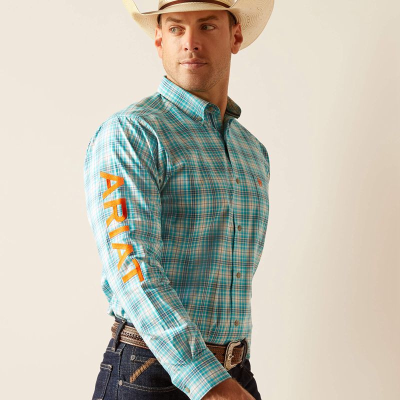 Ariat Pro Series Team Vincent Classic Fit Shirt Turquoise Homme | ELN-13998193