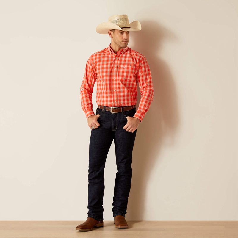 Ariat Pro Series Team Lewis Classic Fit Shirt Orange Homme | TJE-78133027