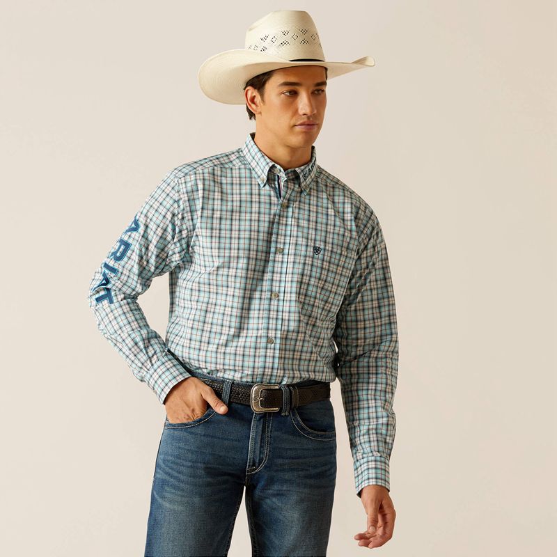 Ariat Pro Series Team Lawrence Classic Fit Shirt Aqua Homme | NUU-65193314