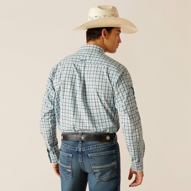 Ariat Pro Series Team Lawrence Classic Fit Shirt Aqua Homme | NUU-65193314