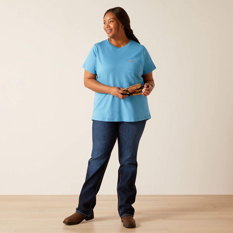 Ariat Rebar Workman Tool Flag T-Shirt Bleu Femme | OIJ-41922977