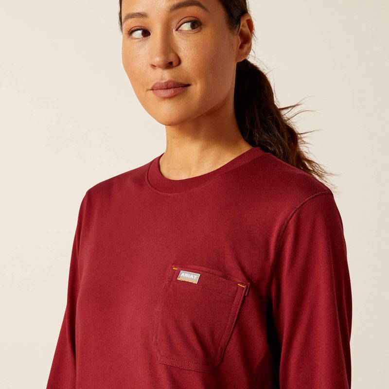 Ariat Rebar Workman Tree Saw T-Shirt Cabernet Femme | LQH-69641935