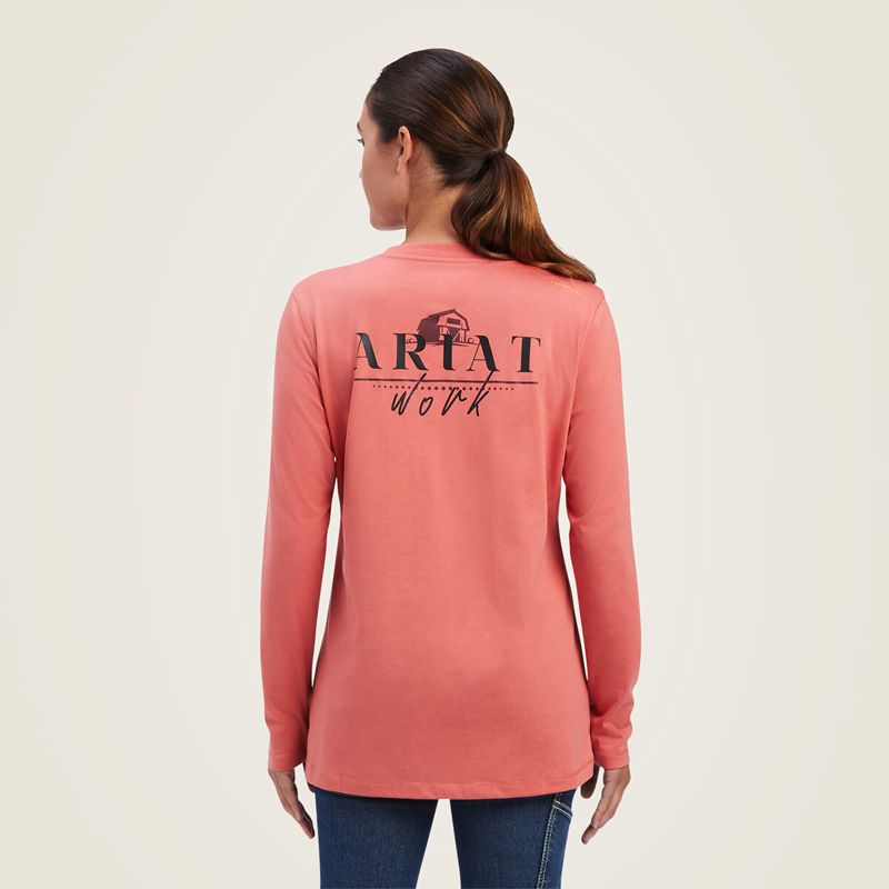 Ariat Rebar Workman Barn Graphic T-Shirt Rose Femme | NIN-48852480