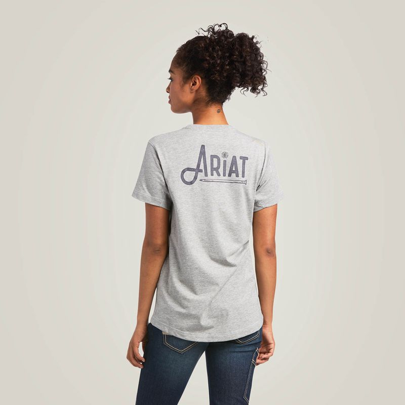 Ariat Rebar Workman Graphic Logo T-Shirt Grise Femme | PSG-81851504