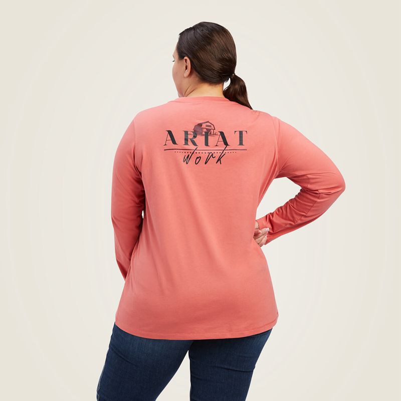 Ariat Rebar Workman Barn Graphic T-Shirt Rose Femme | NIN-48852480