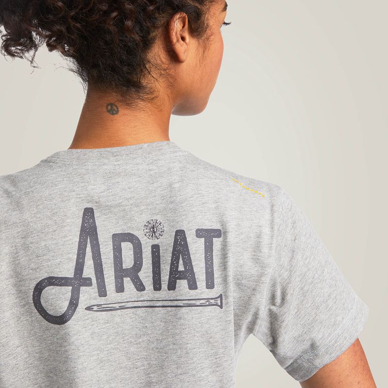 Ariat Rebar Workman Graphic Logo T-Shirt Grise Femme | PSG-81851504