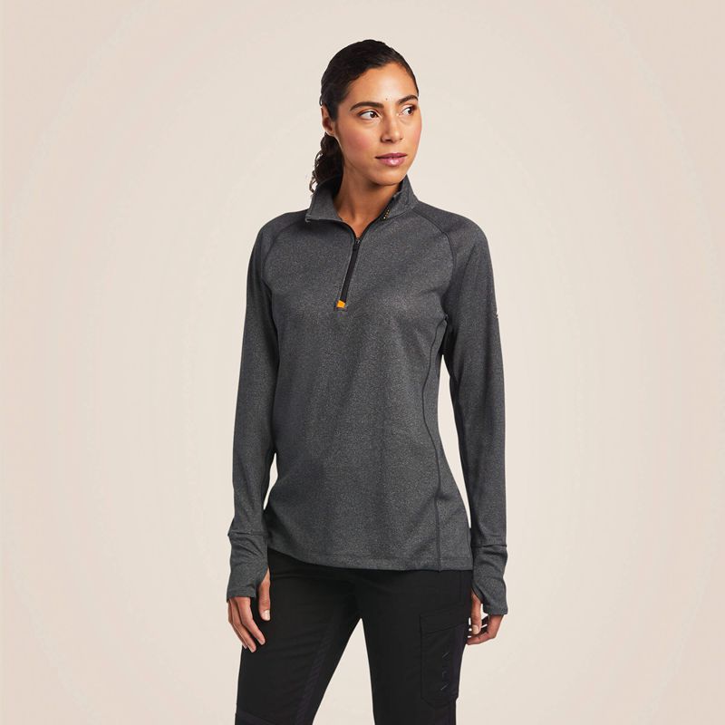 Ariat Rebar Polartec Elite ? Zip Baselayer Charcoal Heather Femme | AIV-35468637