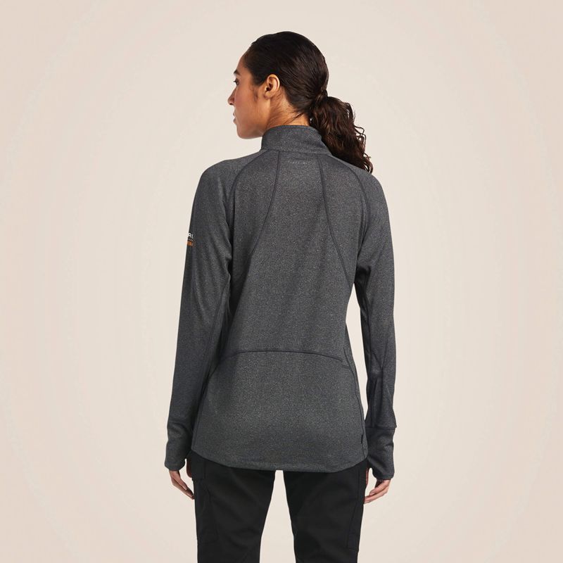 Ariat Rebar Polartec Elite ? Zip Baselayer Charcoal Heather Femme | AIV-35468637