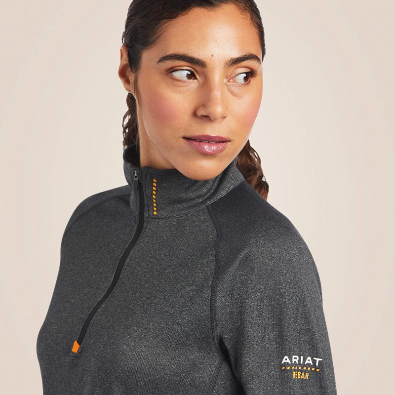 Ariat Rebar Polartec Elite ? Zip Baselayer Charcoal Heather Femme | AIV-35468637