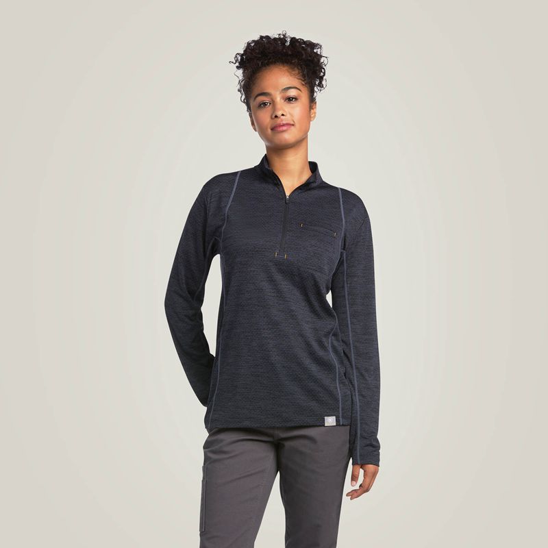 Ariat Rebar Evolution 1/2 Zip Top Noir Femme | KAX-48001102