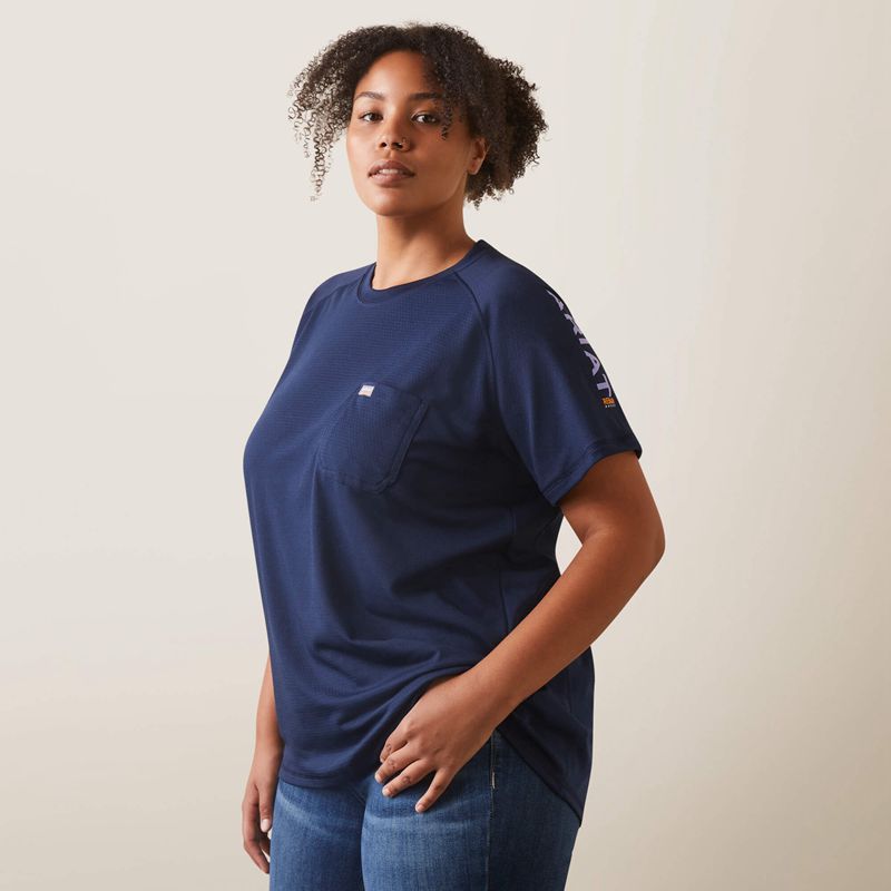 Ariat Rebar Heat Fighter T-Shirt Navy/ Dusk Femme | GTR-33433132