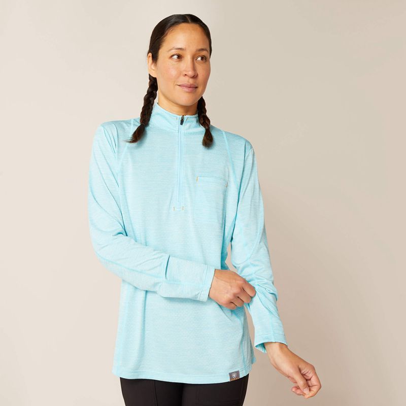 Ariat Rebar Evolution 1/2 Zip Top Bleu Femme | FMM-82600465