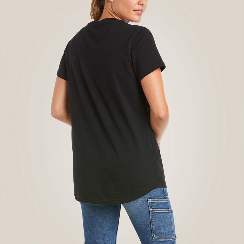 Ariat Rebar Cotton Strong V-Neck T-Shirt Noir Femme | CFH-96001843