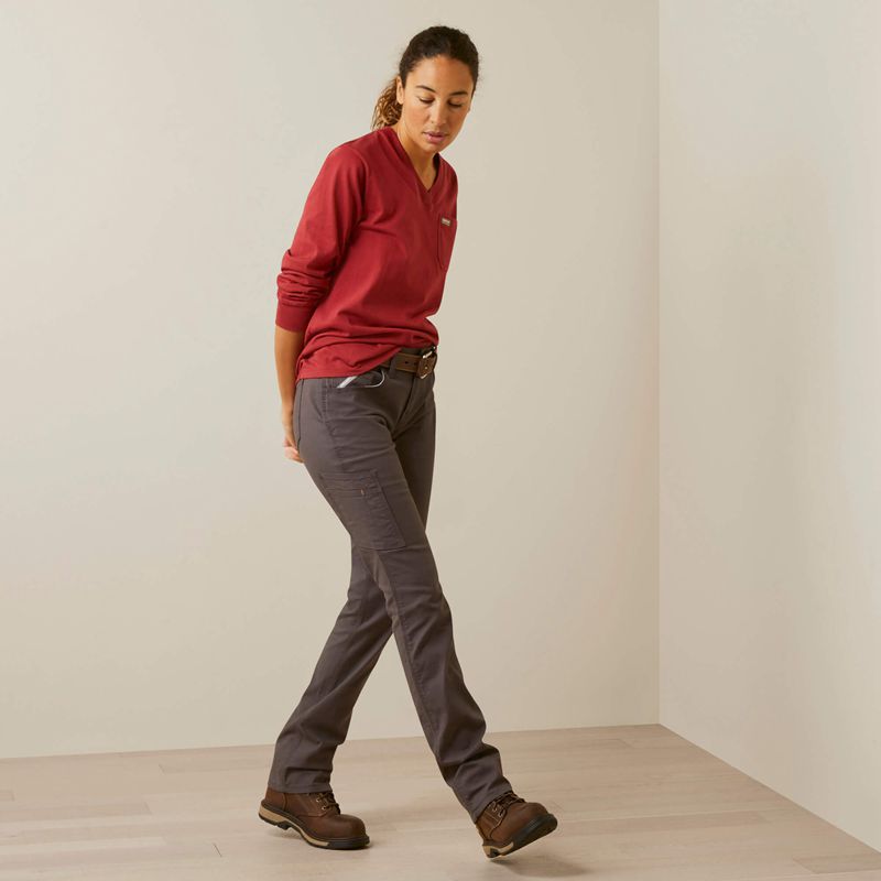 Ariat Rebar Cotton Strong Work Hard Rouge Femme | ZWE-43235931