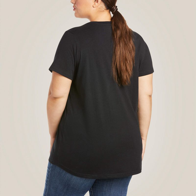 Ariat Rebar Cotton Strong V-Neck T-Shirt Noir Femme | CFH-96001843