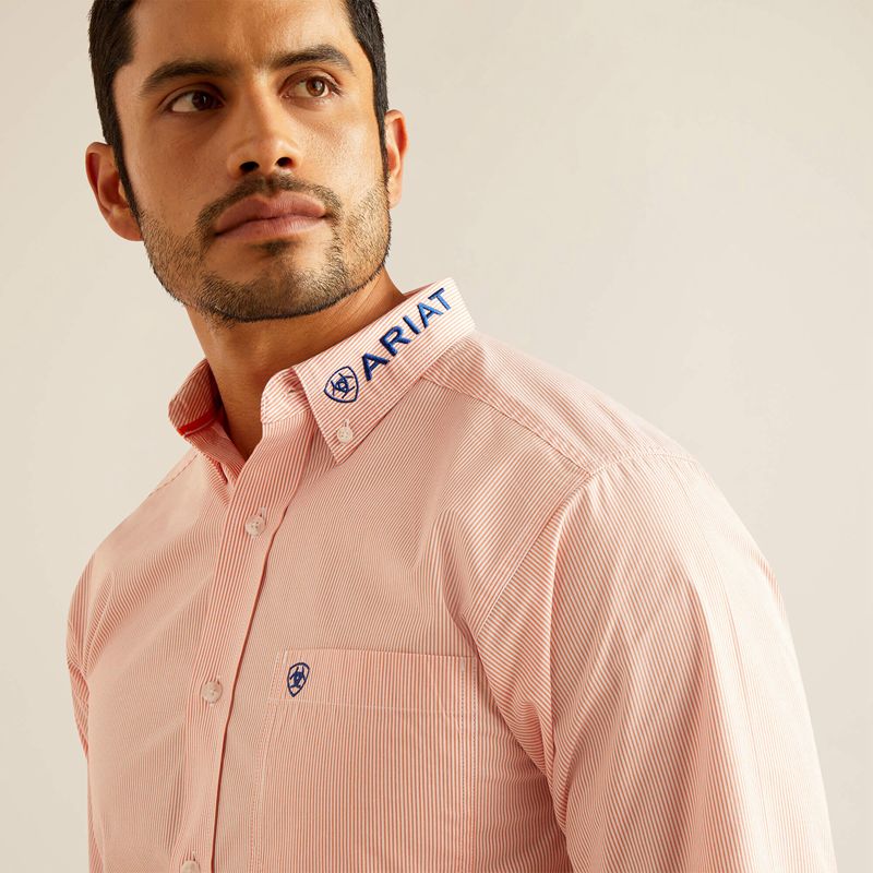 Ariat Pro Series Team Gerson Fitted Shirt Orange Homme | NRX-65658199