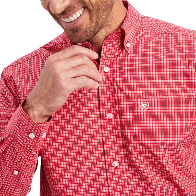 Ariat Pro Series Nevin Stretch Classic Fit Shirt Rouge Homme | OIZ-84649950