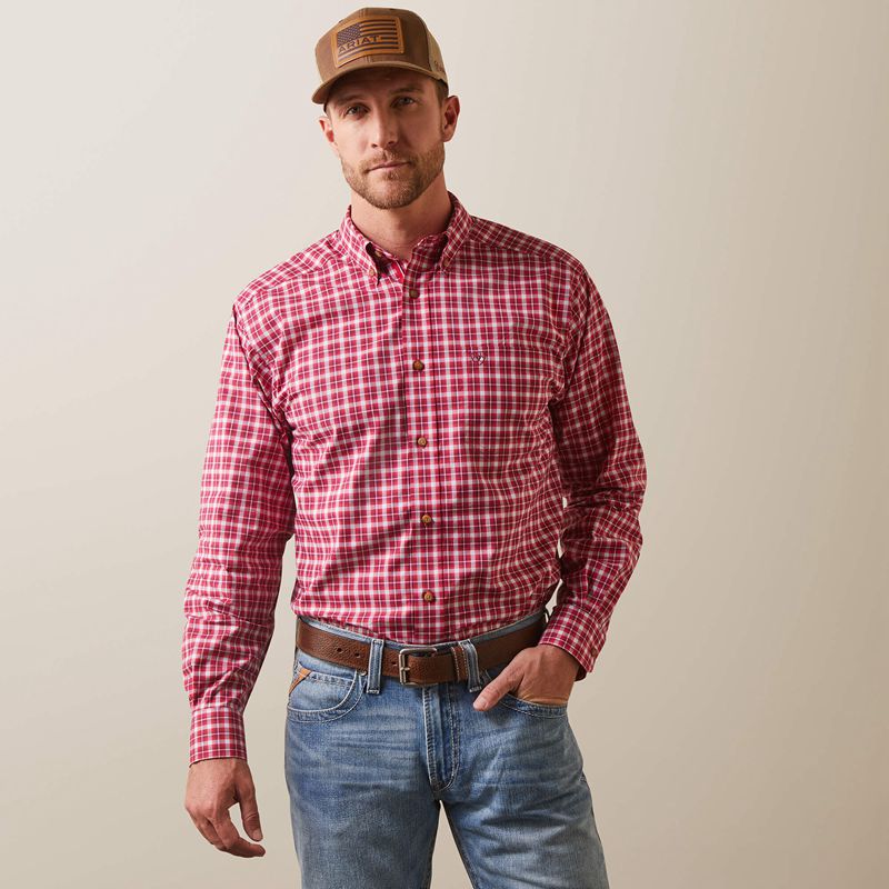 Ariat Pro Series Indiana Fitted Shirt Rose Rouge Homme | RFH-82616618