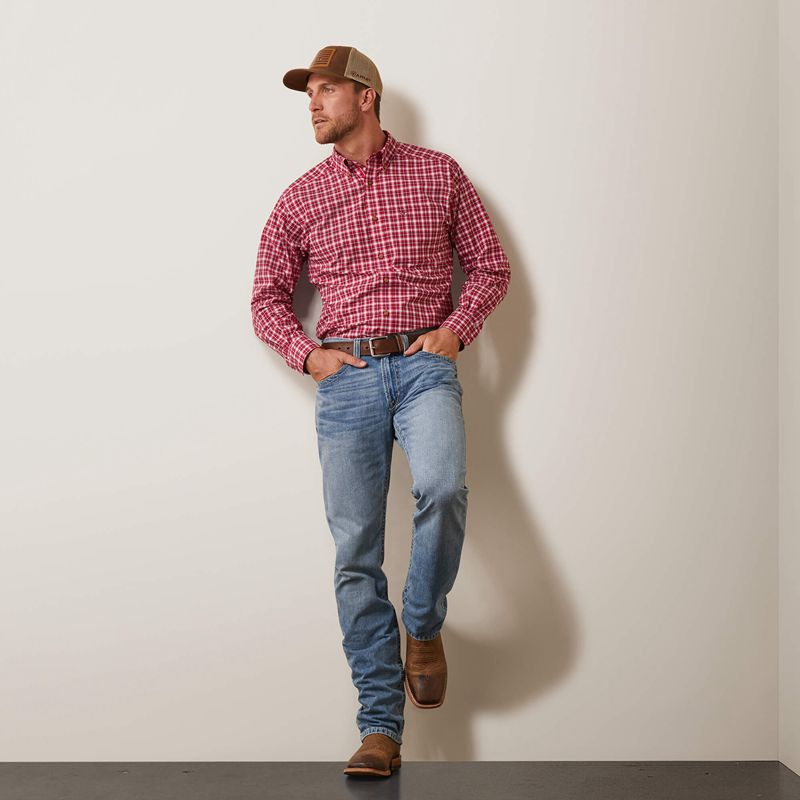 Ariat Pro Series Indiana Fitted Shirt Rose Rouge Homme | RFH-82616618