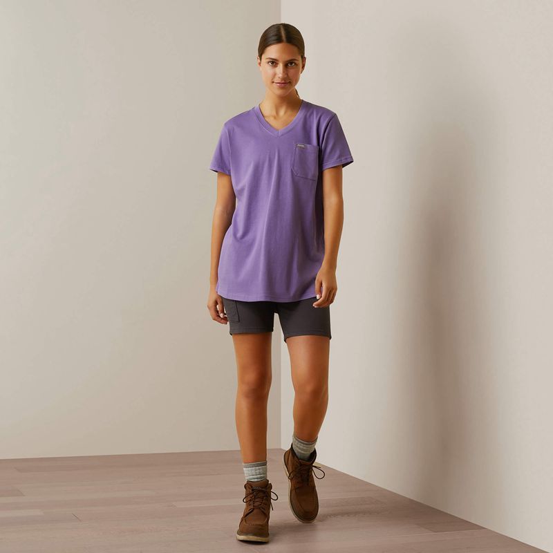 Ariat Rebar Cotton Strong American Flag Graphc T-Shirt Violette Femme | DTL-28606345