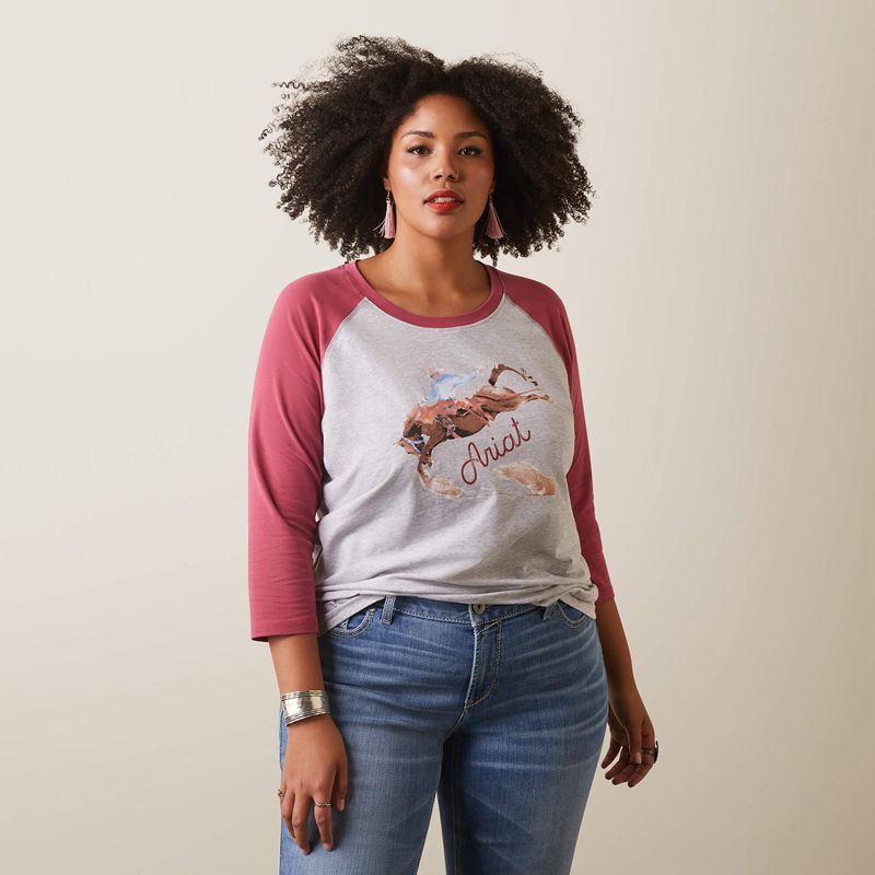 Ariat Painted Dreams T-Shirt Noir Rouge Femme | BVX-29854408