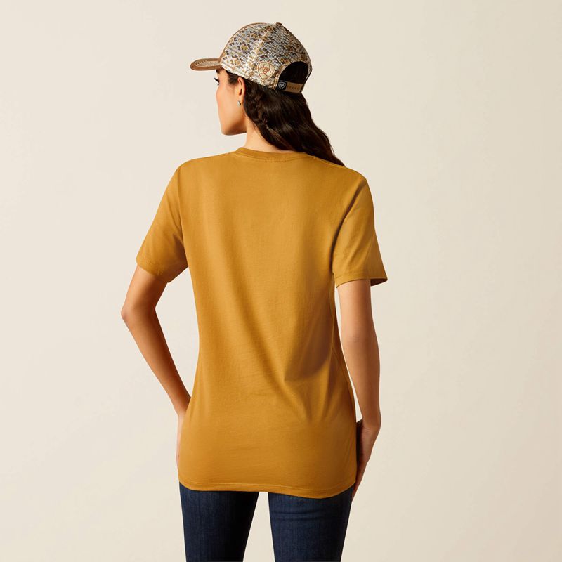 Ariat Longhorn Brand T-Shirt Doré Femme | CDV-35093275