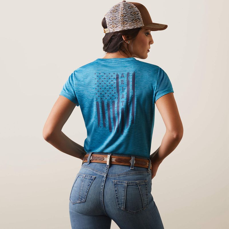 Ariat Laguna Patriot T-Shirt Bleu Femme | NUG-18421329