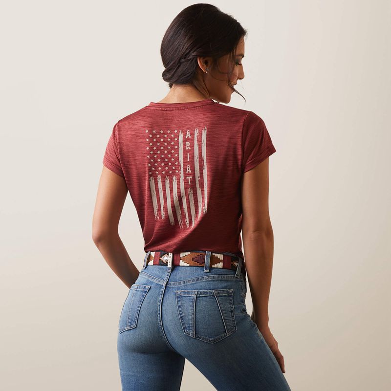 Ariat Laguna Patriot T-Shirt Pomegranate Femme | LUT-34753864