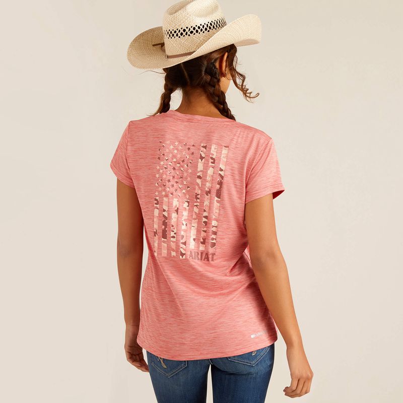 Ariat Laguna Patriot T-Shirt Rose Femme | BPU-23137321