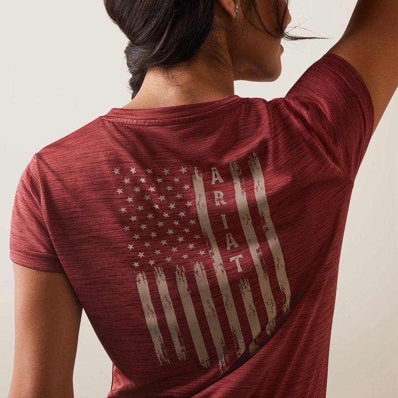 Ariat Laguna Patriot T-Shirt Pomegranate Femme | LUT-34753864