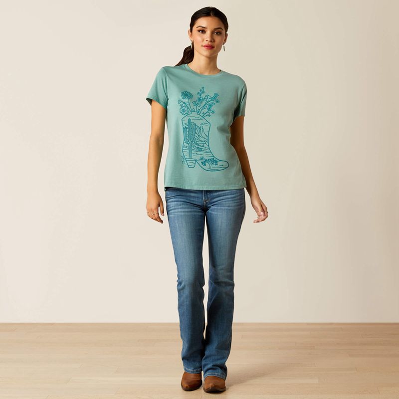 Ariat Garden Boot T-Shirt Bleu Femme | WLZ-53193408