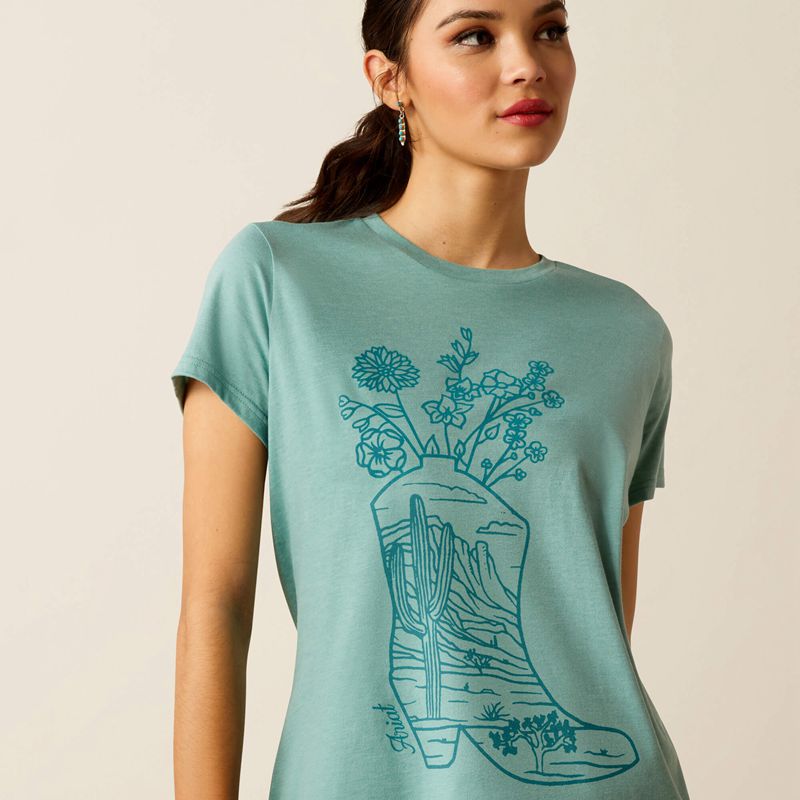 Ariat Garden Boot T-Shirt Bleu Femme | WLZ-53193408