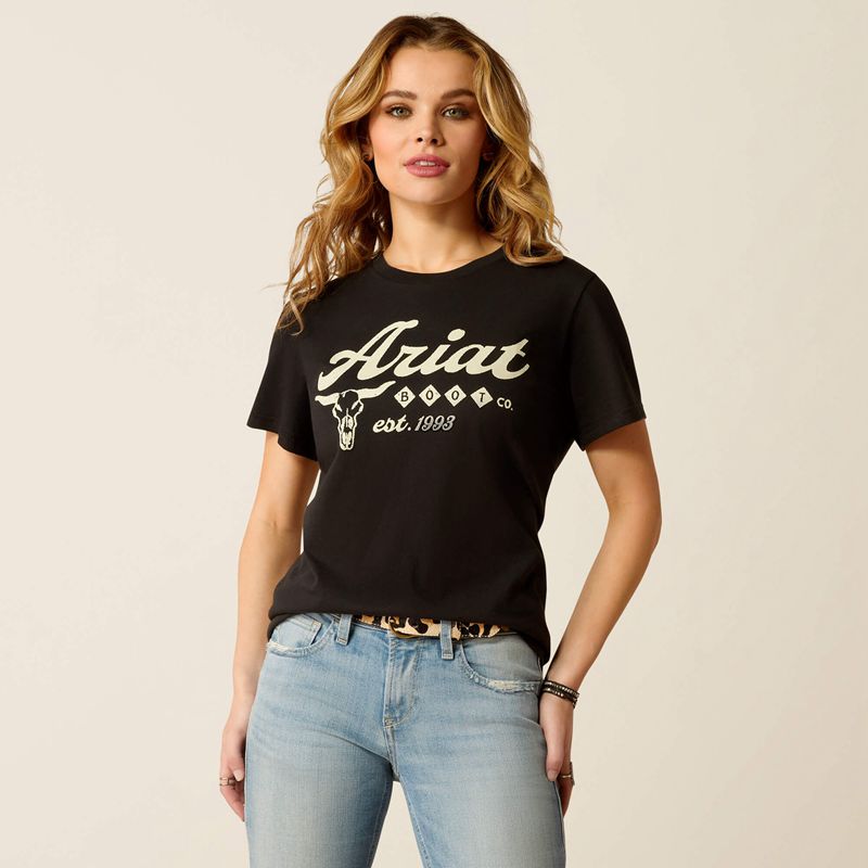 Ariat Established Boot Co T-Shirt Noir Femme | AVT-63597866